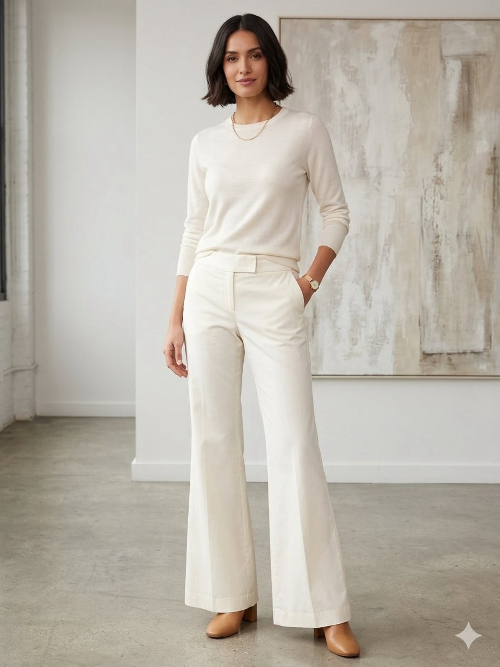 Escada Cream Wide-Leg Trousers size 38/US 8